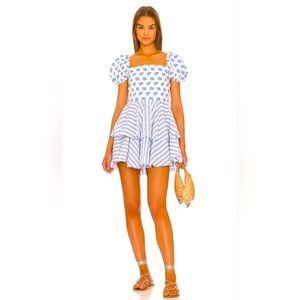 Caroline Constas Louisa mini dress in Blue Toile. Size XS. Fits a size 2.